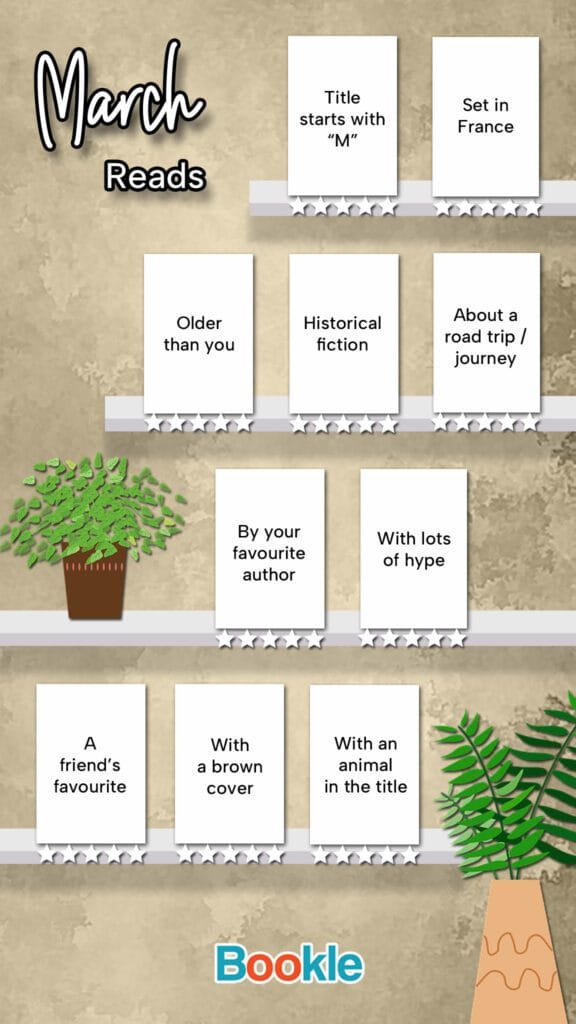 March reading challenge with prompts