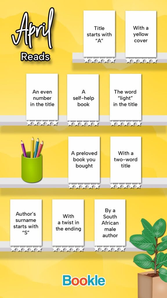 April reading challenge with prompts