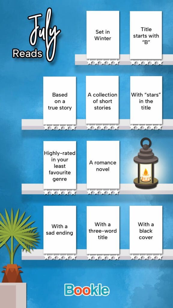 July reading challenge with prompts