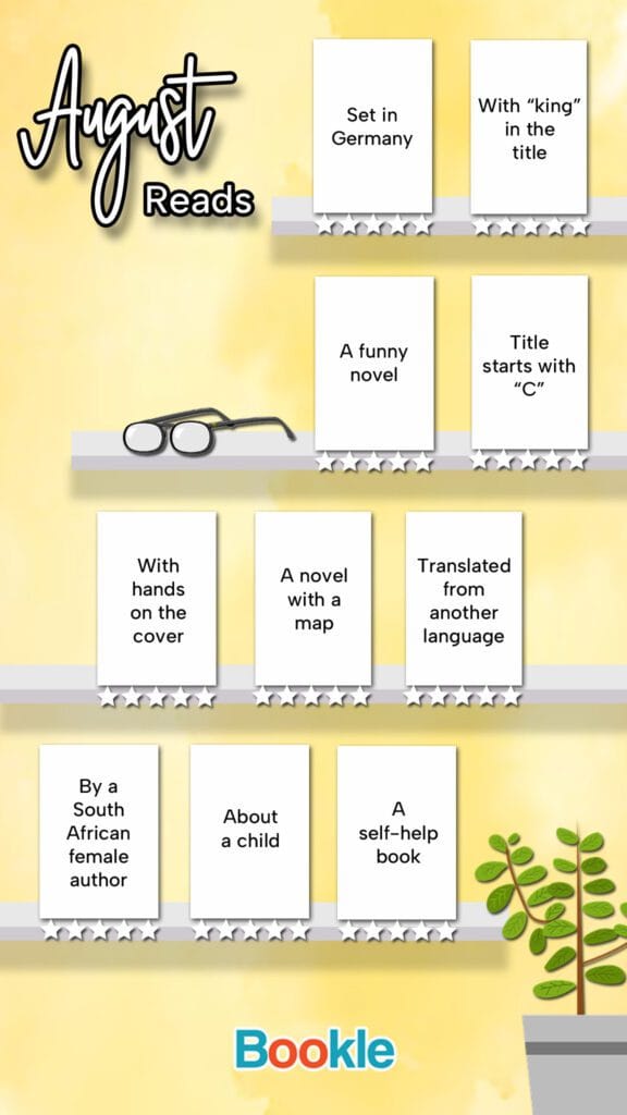 August reading challenge with prompts