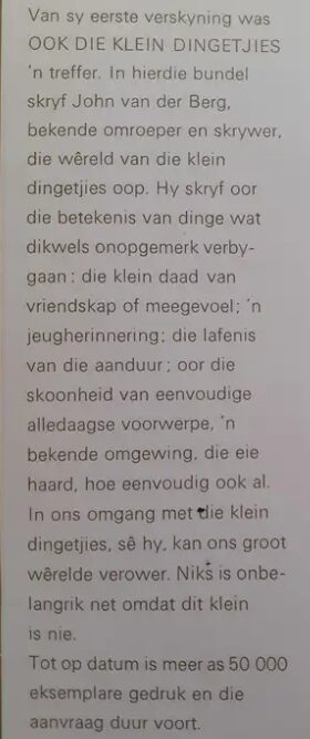 Ook Die Klein Dingetjies – J. Van Der Berg secondhand book