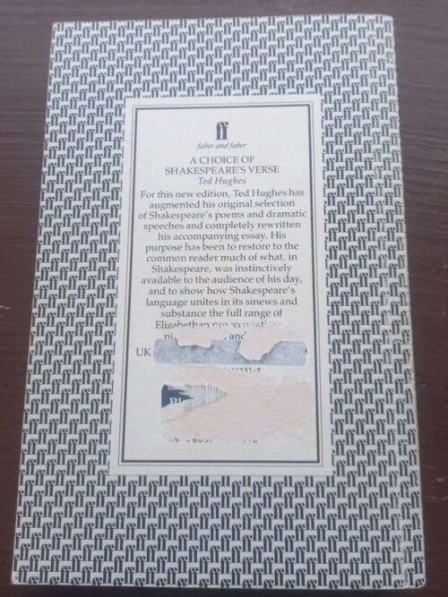 A Choice Of Shakespeare’s Verse — Ted Hughes secondhand book